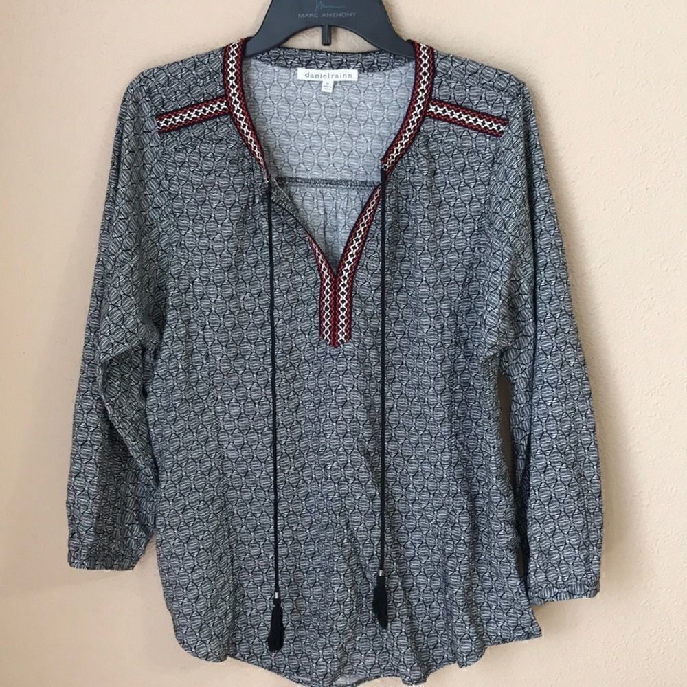 ❤️Daniel Rainn Boho Peasant 3/4 Sleeve Top ( Med)